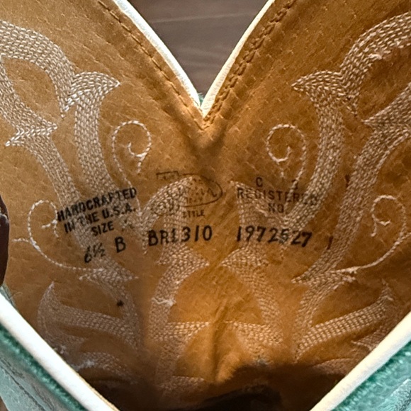 Justin Boots Brown and Teal Heeled Western Boots - Picture 2 of 4